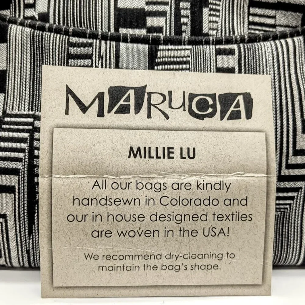 Maruca Millie Lu Optic Beat Black Hand-Sewn Fabric Bag NWOT